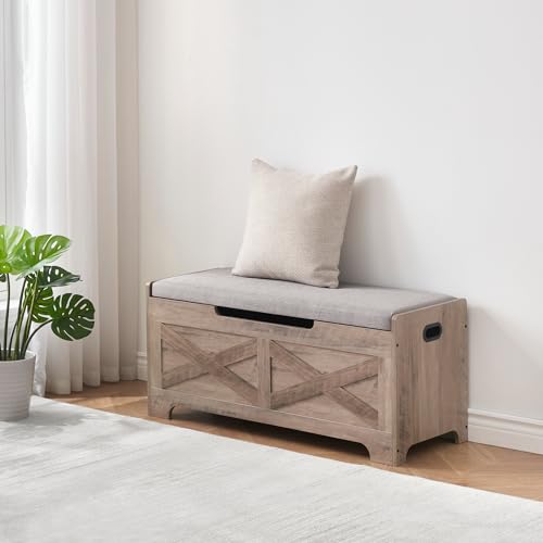 Storage Chest with Safety Hinge Wooden Shoe Bench Y567