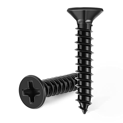 100 PCS #4 X 3/8 inch Stainless Steel Black Coated Flat Head Phillips Wood Screws S603