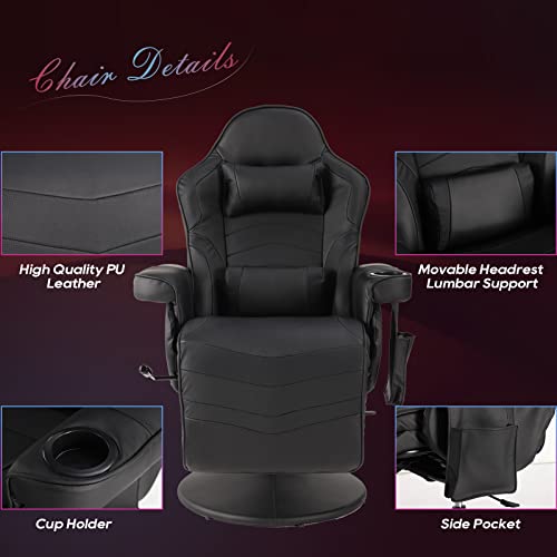 Blue PU Leather Gaming Recliner Chair with Massage D13961