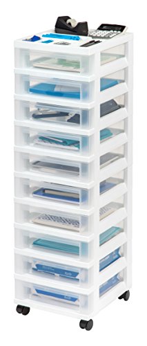 White 10-Drawer Plastic Rolling Cart with Wheels L76870