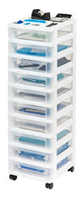 White 10-Drawer Plastic Rolling Cart with Wheels L76870