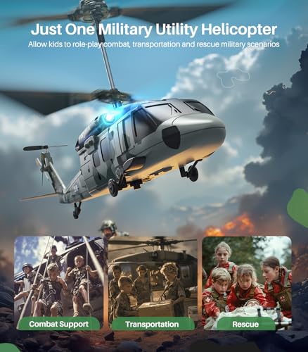 Military RC Helicopter with LED Light G812