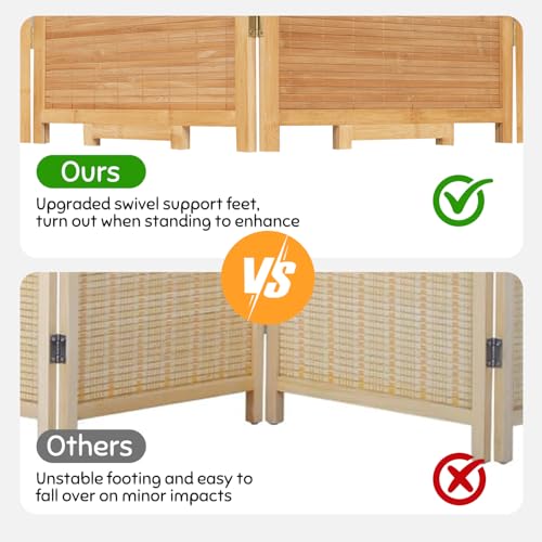 Beige 4 Panel Bamboo Room Divider W1317