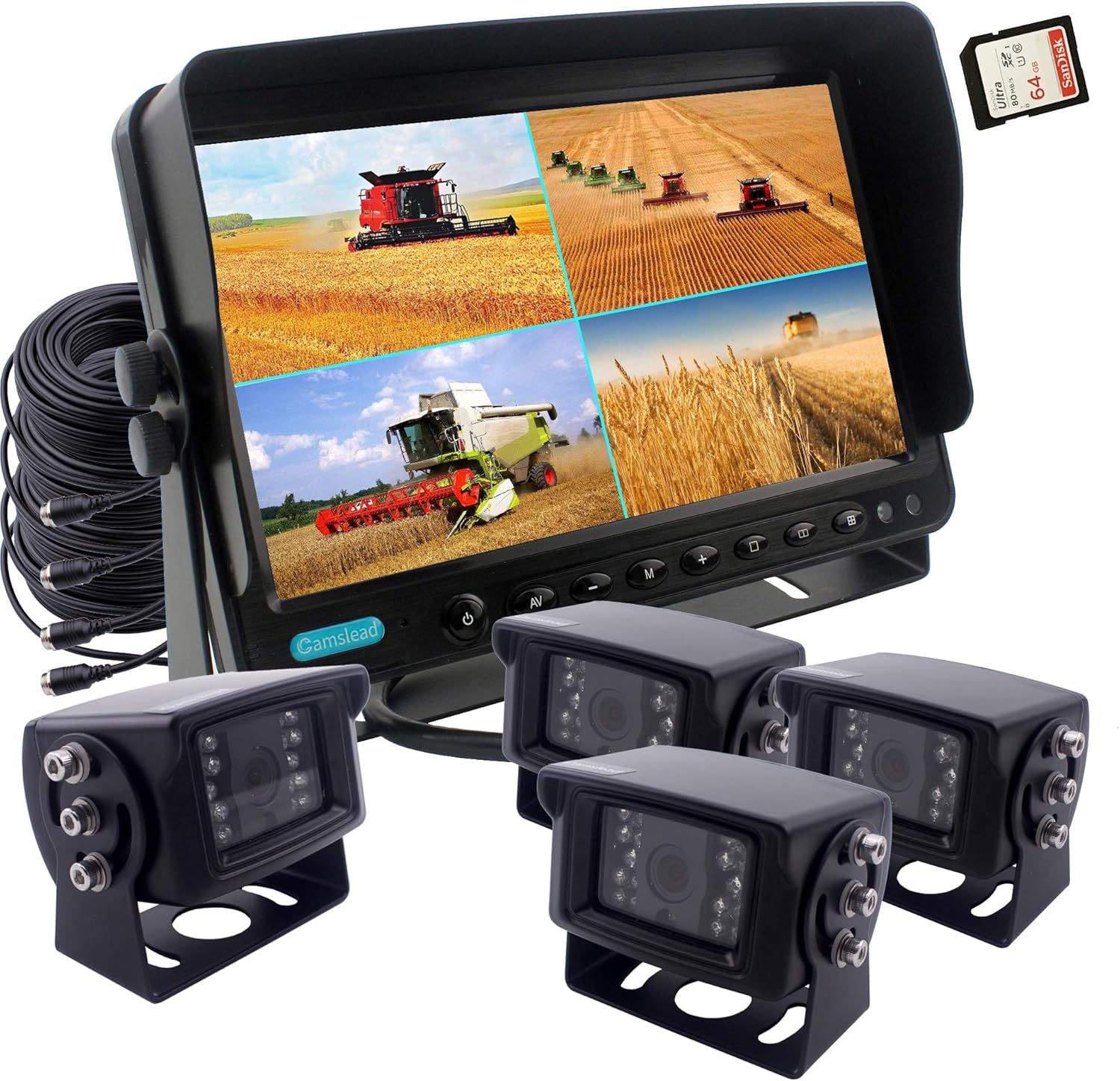7 inch Quad Split Screen Backup Camera Monitor with DVR Recorder V474195