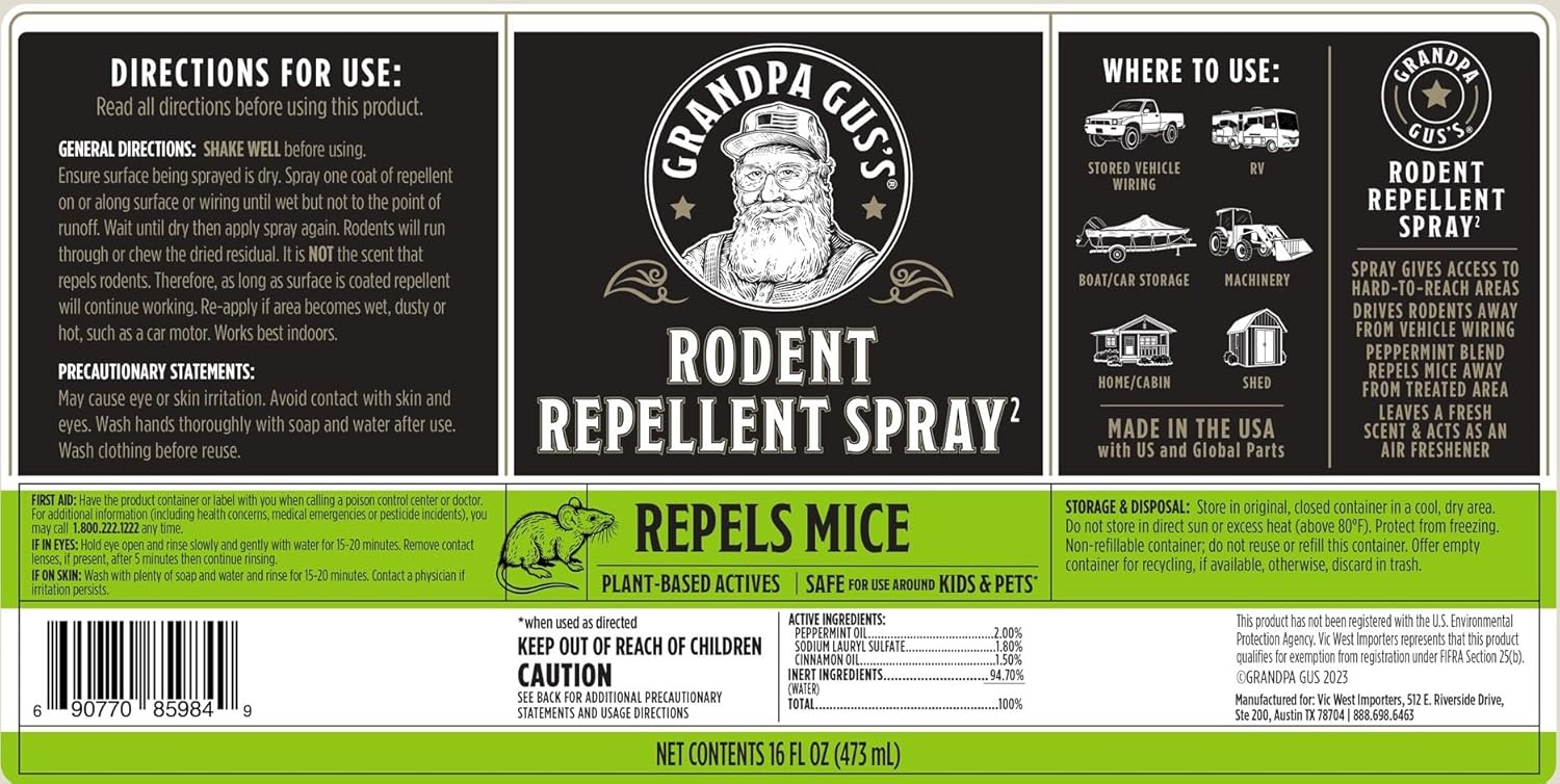 16 fl oz Peppermint & Cinnamon Oil Rodent Repellent Spray H656