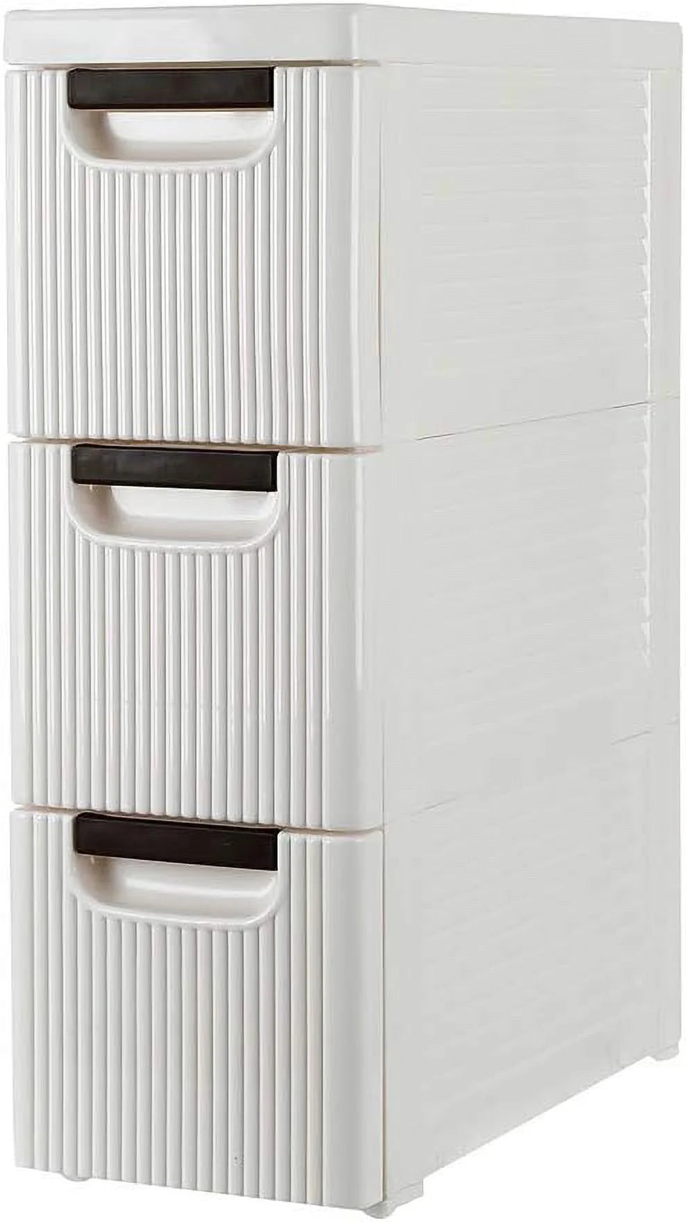 White 3-Tier Rolling Storage Cabinet with 3 Drawers P272
