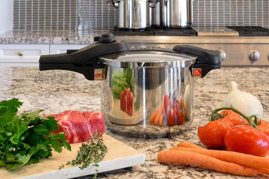 Stainless Steel Pressure Cooker 18/8 Dishwasher Safe Lock Lid 15-PSI I2059