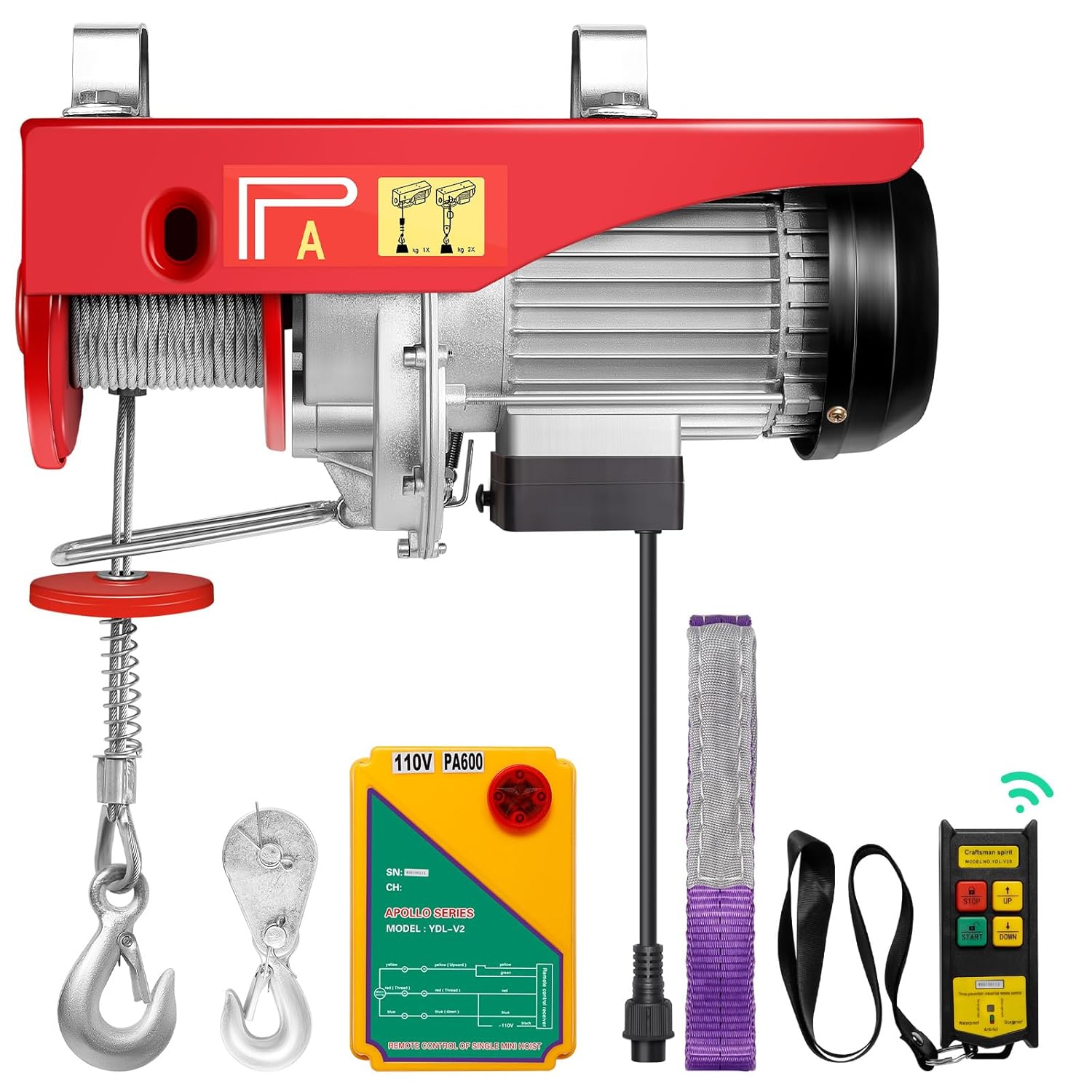 1320LBS Electric Hoist with Wireless Remote Control F412