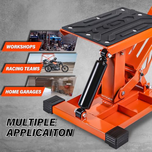 Adjustable Heavy-Duty Motorcycle Jack Stand with Tool Trays D416287