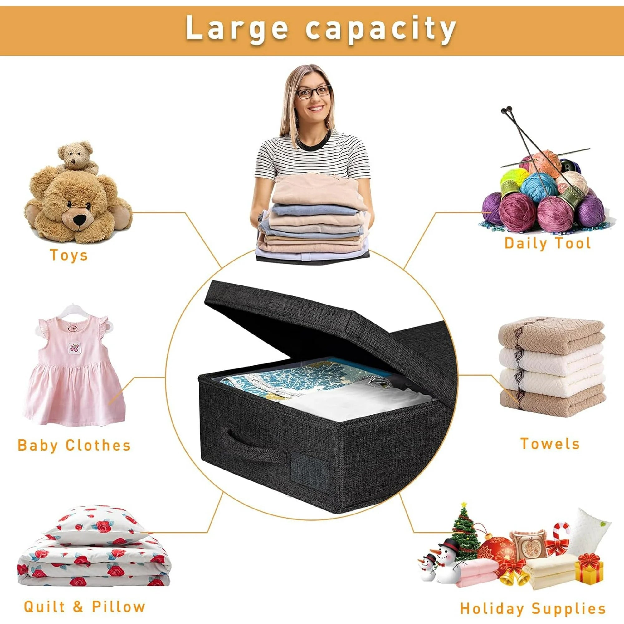 Black 3 Pack Underbed Storage Containers with Handles Q41409