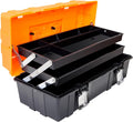 Red Steel 18-inch Tool Box with 5-Tray Cantilever Tool Organizer F419349
