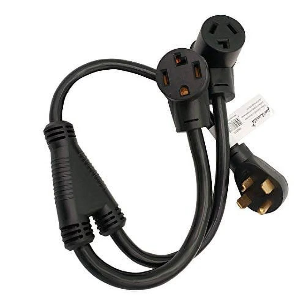 Dryer Splitter, NEMA 14-30 Male Plug to 14-30 & 10-30 Female Receptacle, 4-Prong 30 AMP Y Adapter Cord S8252