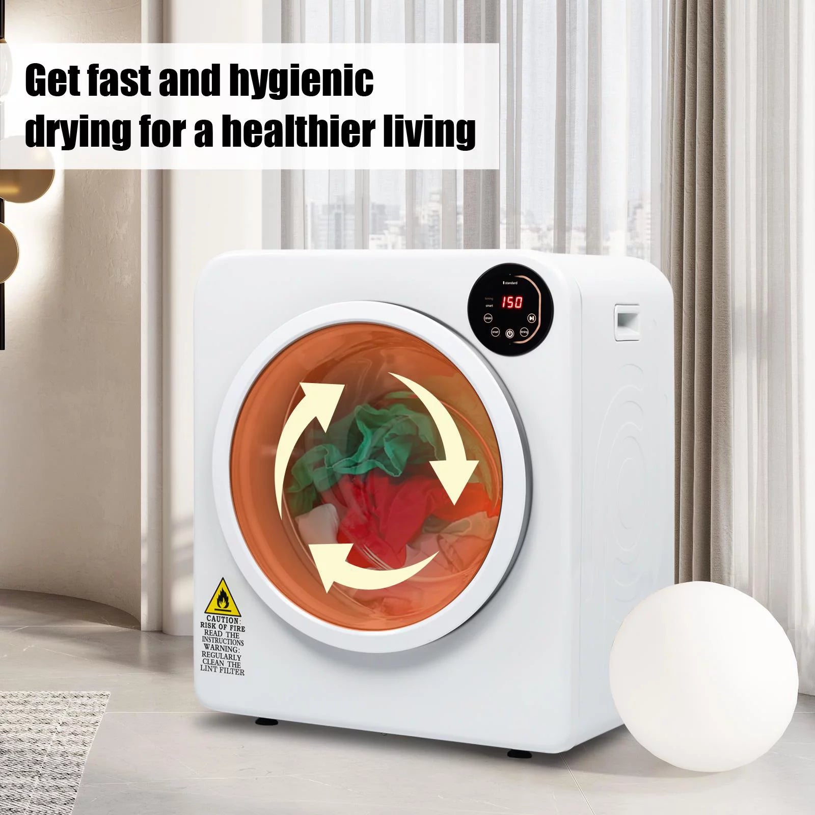 White 3.5 Cu.Ft Stainless Steel Compact Electric Clothes Dryer K354644