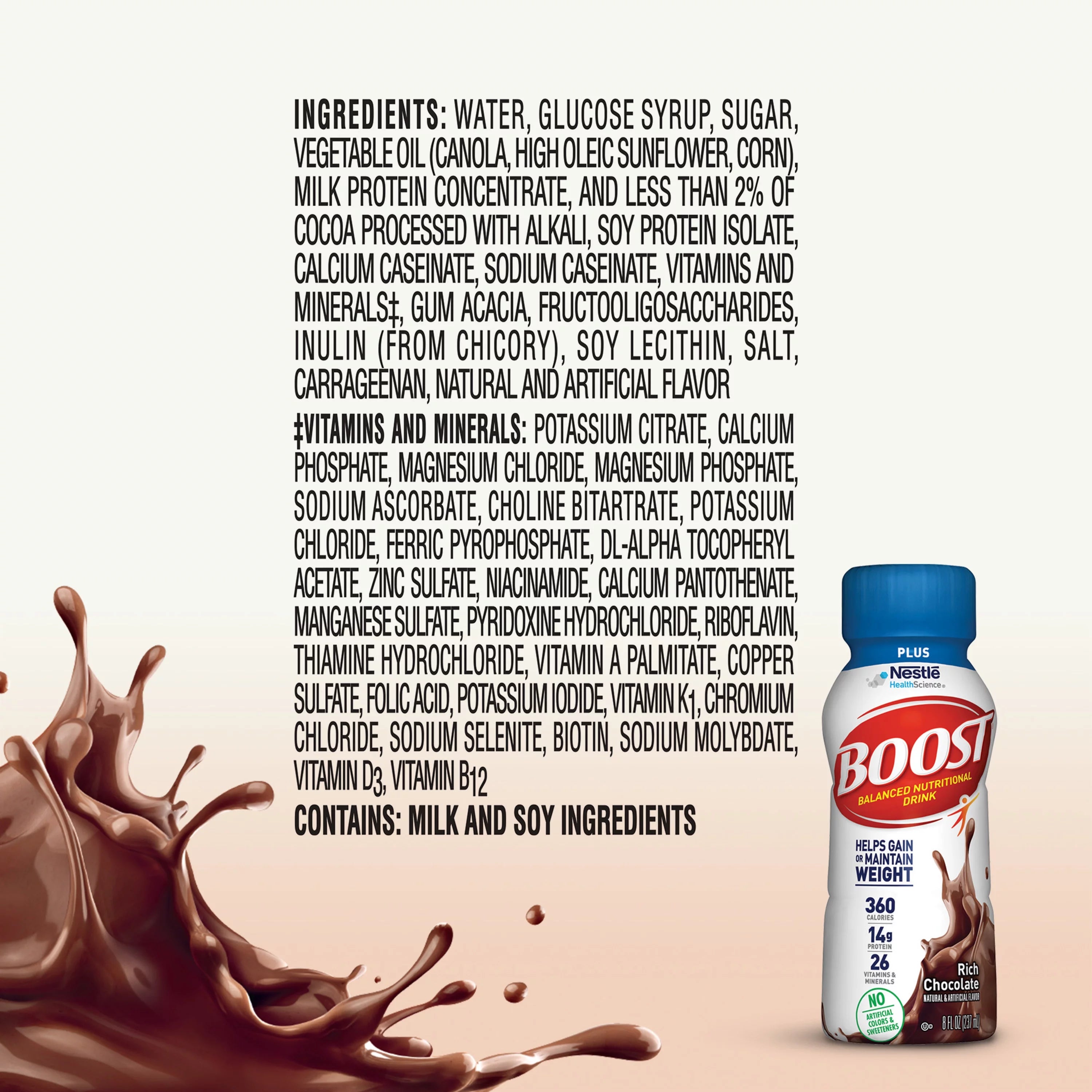Rich Chocolate Nutritional Drink, 14g Protein, 12-8 fl oz Bottles V7212