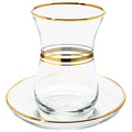 Set of 6 Clear Glass Tea Cups and Saucers F1777
