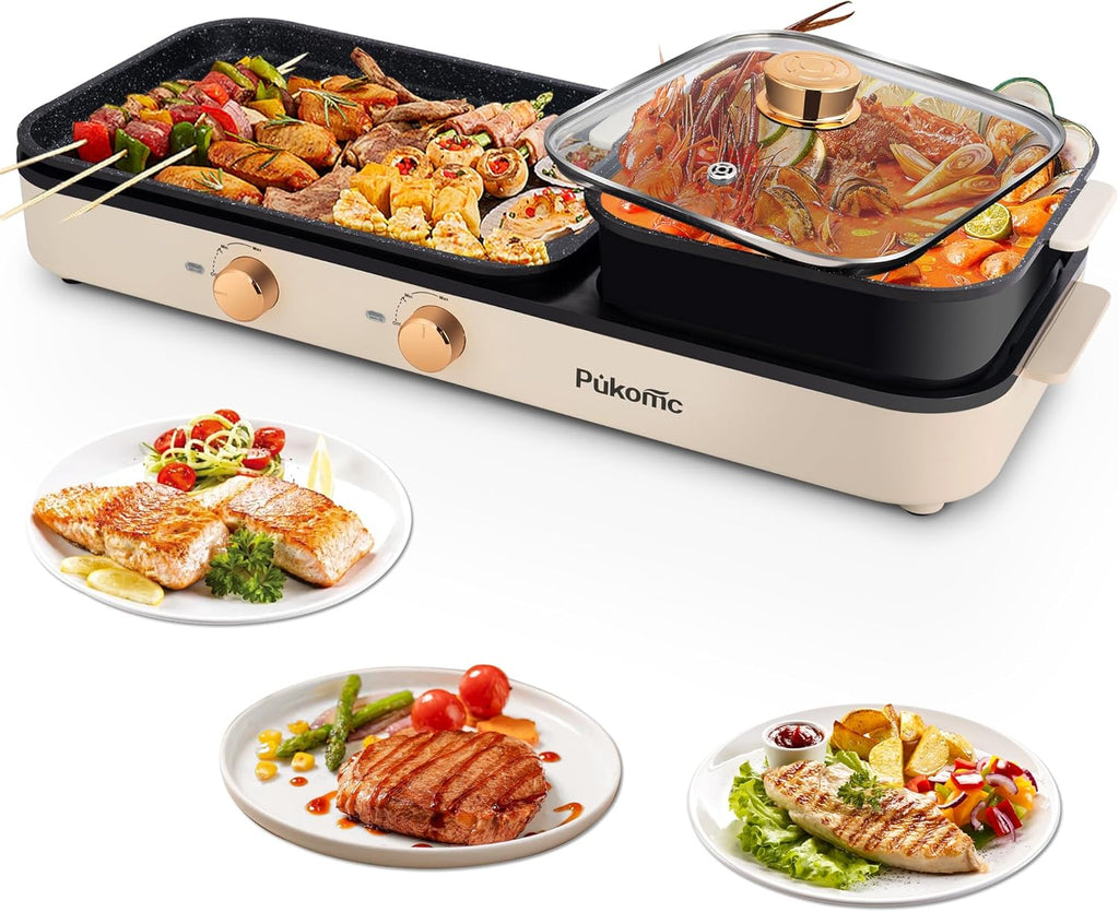 2 in 1 Electric Hot Pot with Grill, Non-Stick Removable Plate Q75239