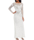 Embellished Illusion Gown - Ivory/Silver D360