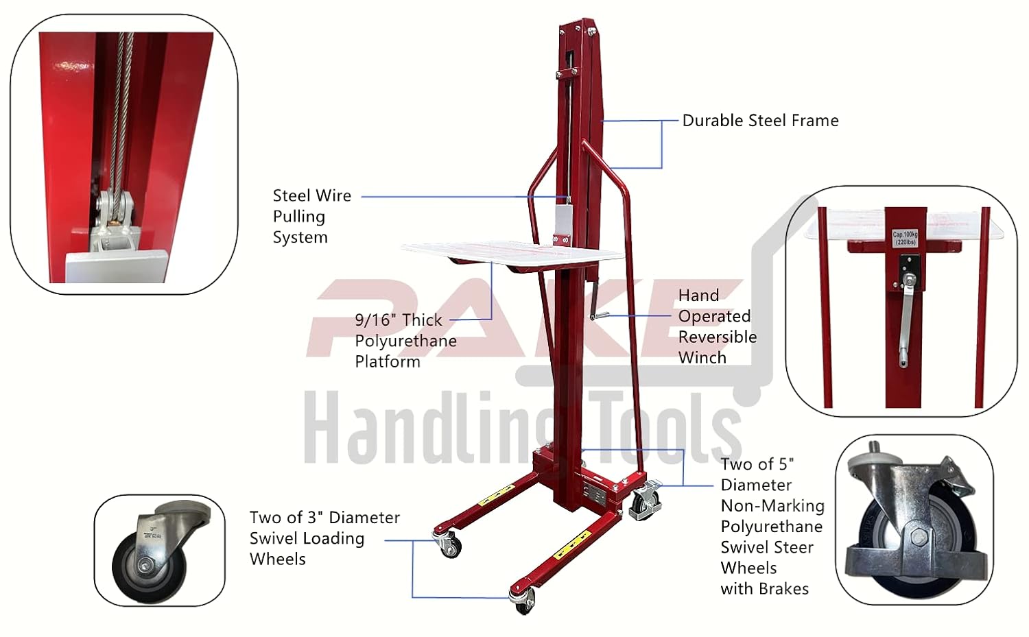 Steel Lightweight Lift Truck with 220 lbs Capacity 59" Lift Height F9348