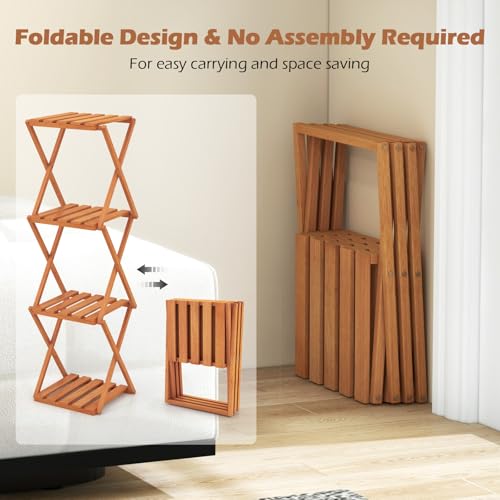 4-Tier Foldable Wooden Plant Stand O13508