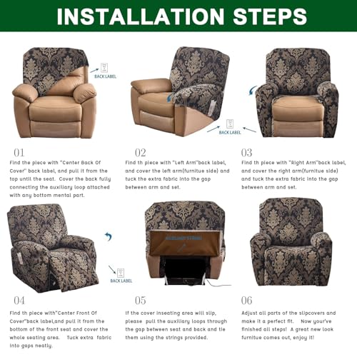 4-Pieces Non Slip Recliner Slipcovers with Arms T97711