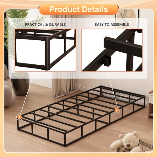 Black 9 Inch Metal Queen Box Spring with Fabric Cover L941355