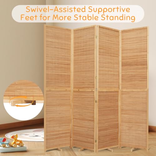 Beige 4 Panel Bamboo Room Divider W1317