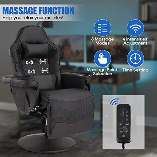 Blue PU Leather Gaming Recliner Chair with Massage D13961