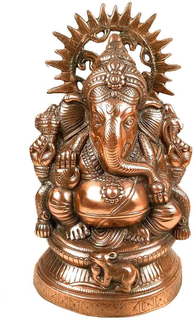 Lord Ganesha Statue Metal 15 Inch Bronze H766