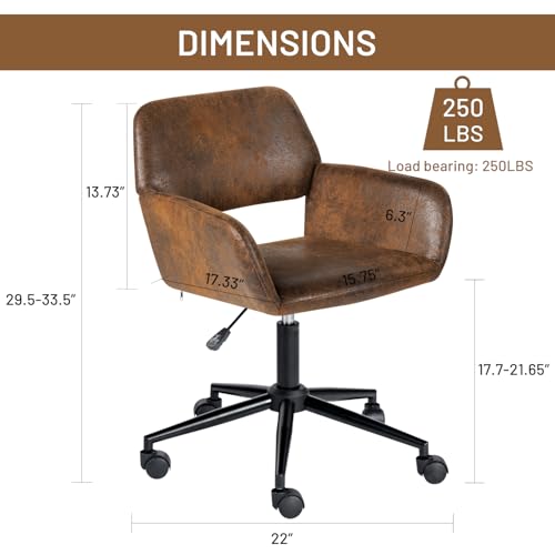Beige Fabric Upholstered Desk Chair with Rolling Wheels F24420