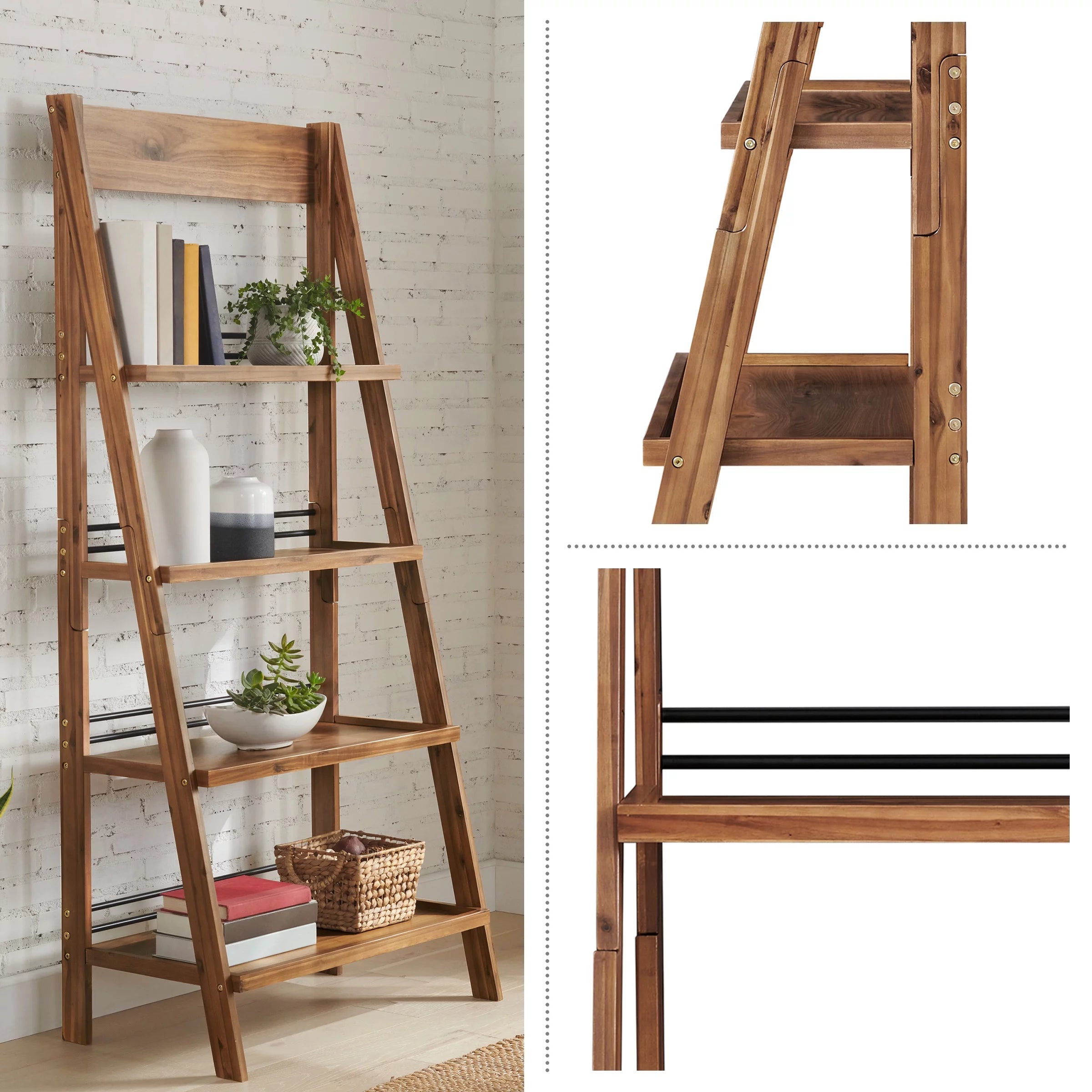 4-Tier Tall Ladder Bookshelf (Walnut) I1734