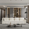 Cream Chenille Fabric Modular Sectional Sofa with Storage and 5 Pillows U2514