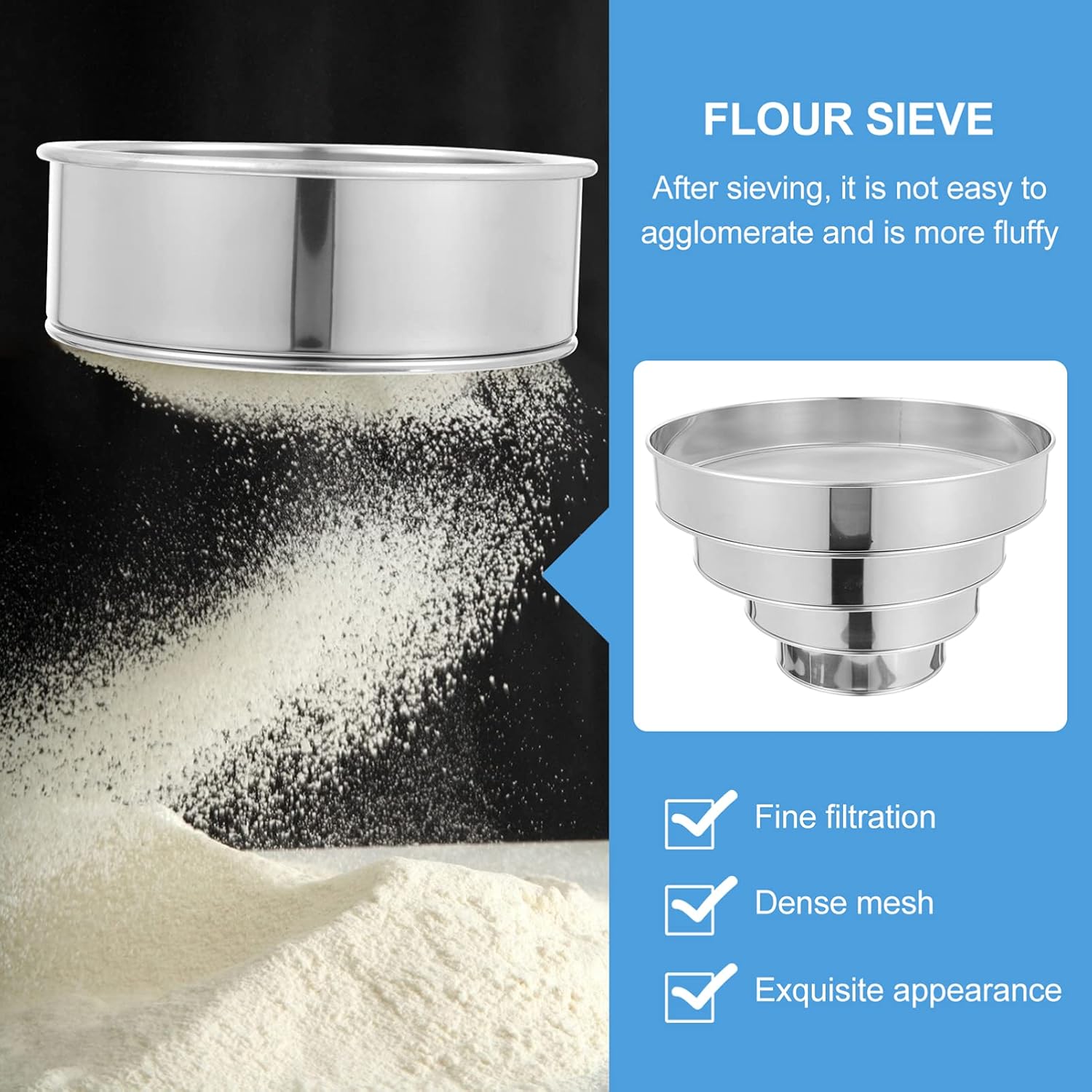 4pcs plastic flour sifter with Stainless steel Mesh N1153