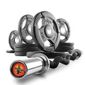 Black Manganese Rubber Coated Olympic Weight Set with EZ Curl Bar B6824