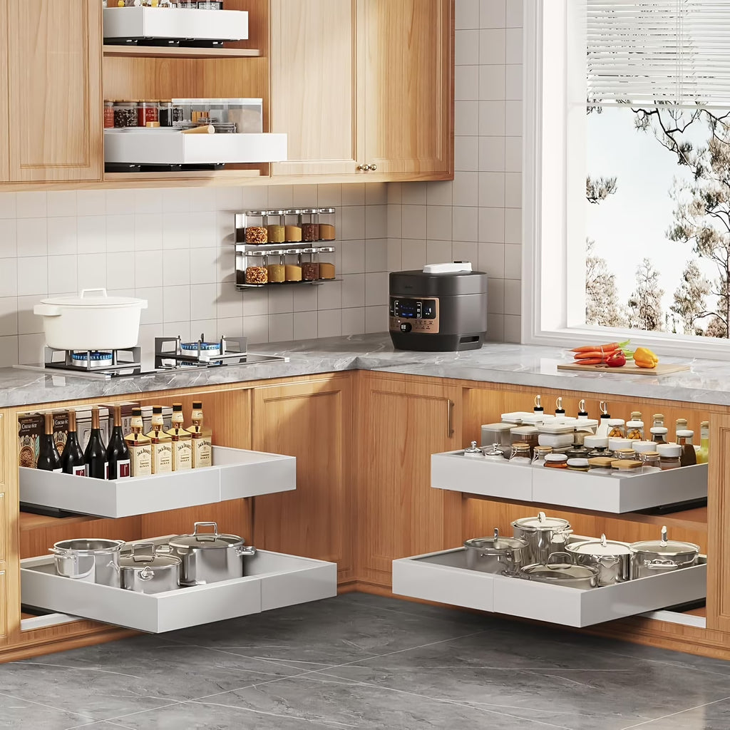 2Pack Expandable Pull Out Cabinet Organizer 16Deep, Slide Out Drawers With 6pcs Divider Racks, Roll Out Shelves Adhesive, Adjustable Width11.7-20 S228960
