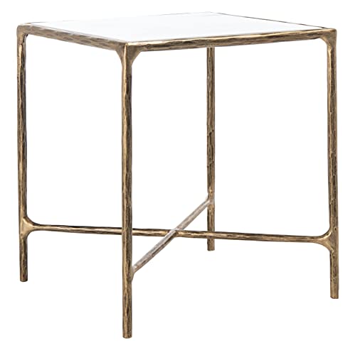 Brass Metal Tempered Glass Top Square End Table A867662