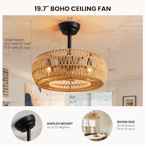 20" Caged Ceiling Fan with Lights Remote Control B7612