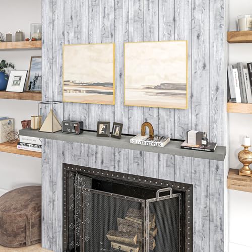 Walnut Brown Solid Fir Wood Fireplace Mantel Shelf W1596