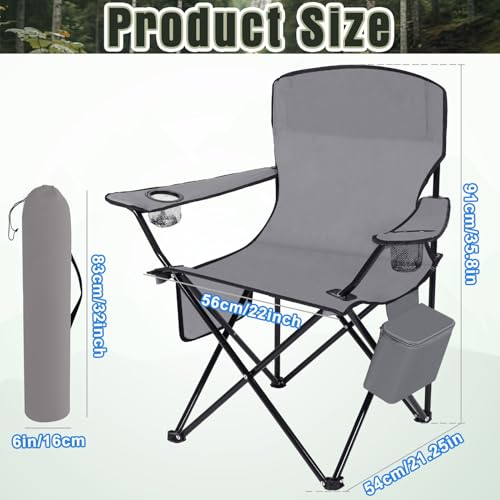 2 Pack Oversized Folding Camping Chair with Cooler Side Pocket Cup Holder Carry Bag (Blue) B7938