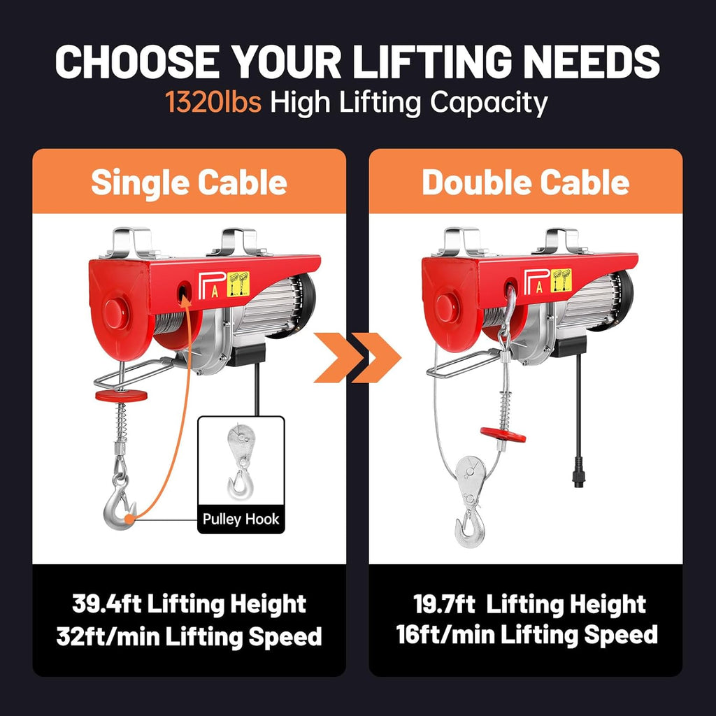 1320LBS Electric Hoist with Wireless Remote Control F412