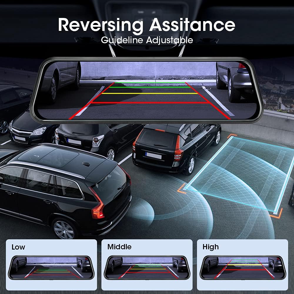 10'' Rearview Mirror Dash Cam with Front and Rear Dual Full HD P850