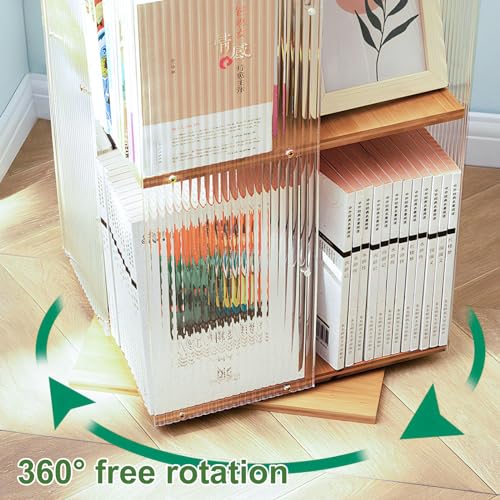 360° Rotating Acrylic Bookshelf Tower, 4layer W526