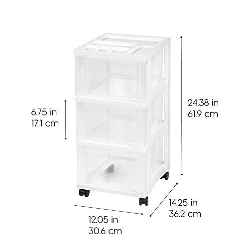 White 10-Drawer Plastic Rolling Cart with Wheels L76870