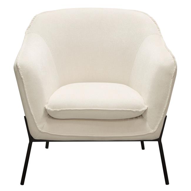 Cream Fabric Accent Chair with Black Metal Leg F991
