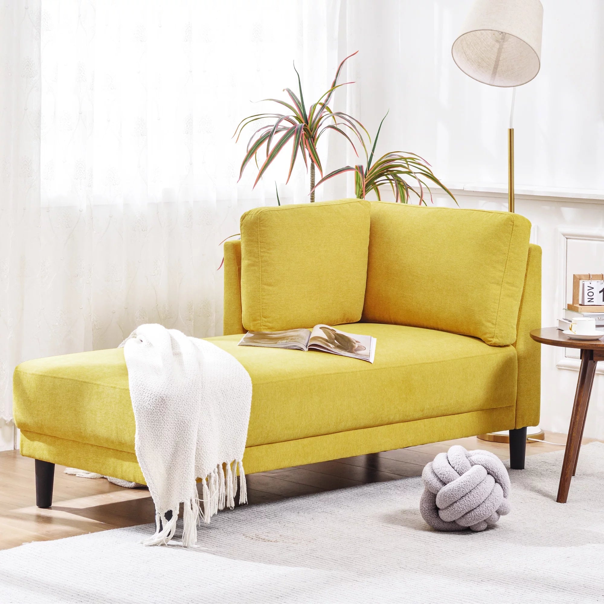 Yellow Chaise Lounge Chairs with Arms X551644