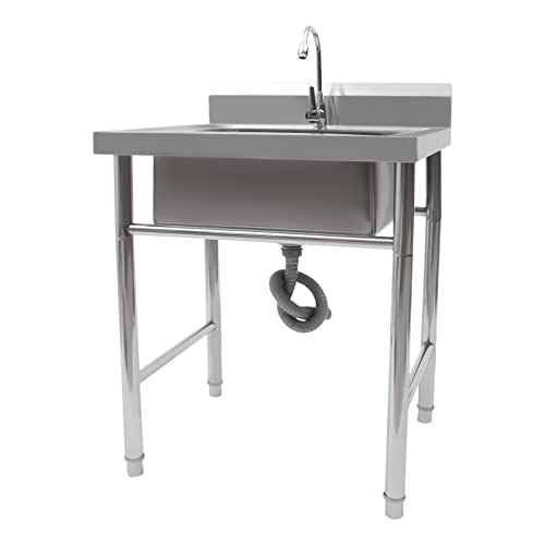 Free Standing Stainless Steel Single Bowl Utility Sink (47.2" W x 19.6" D x 31.5" H) S2642