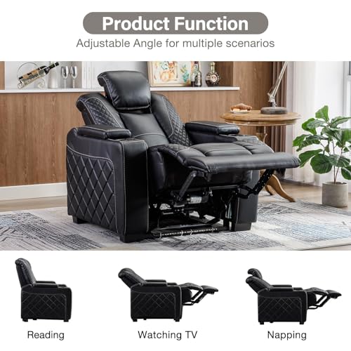 Brown Faux Leather Power Recliner Chair with Adjustable Headrest G4294