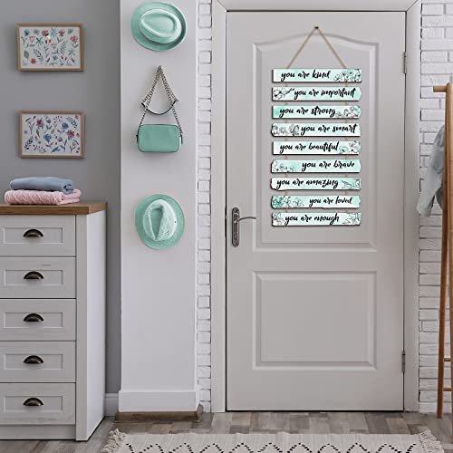 9 Pieces Inspirational Floral Wall Decors Light Purple Wooden Hanging Wall Art H932