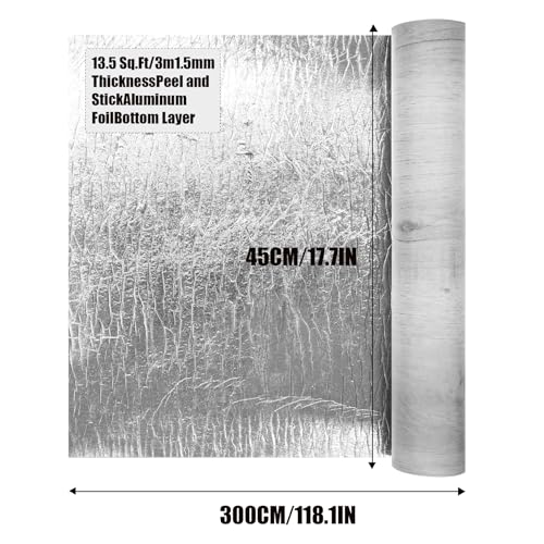Grey 17.72" x 118" Self-Adhesive Vinyl Flooring Roll Y29741