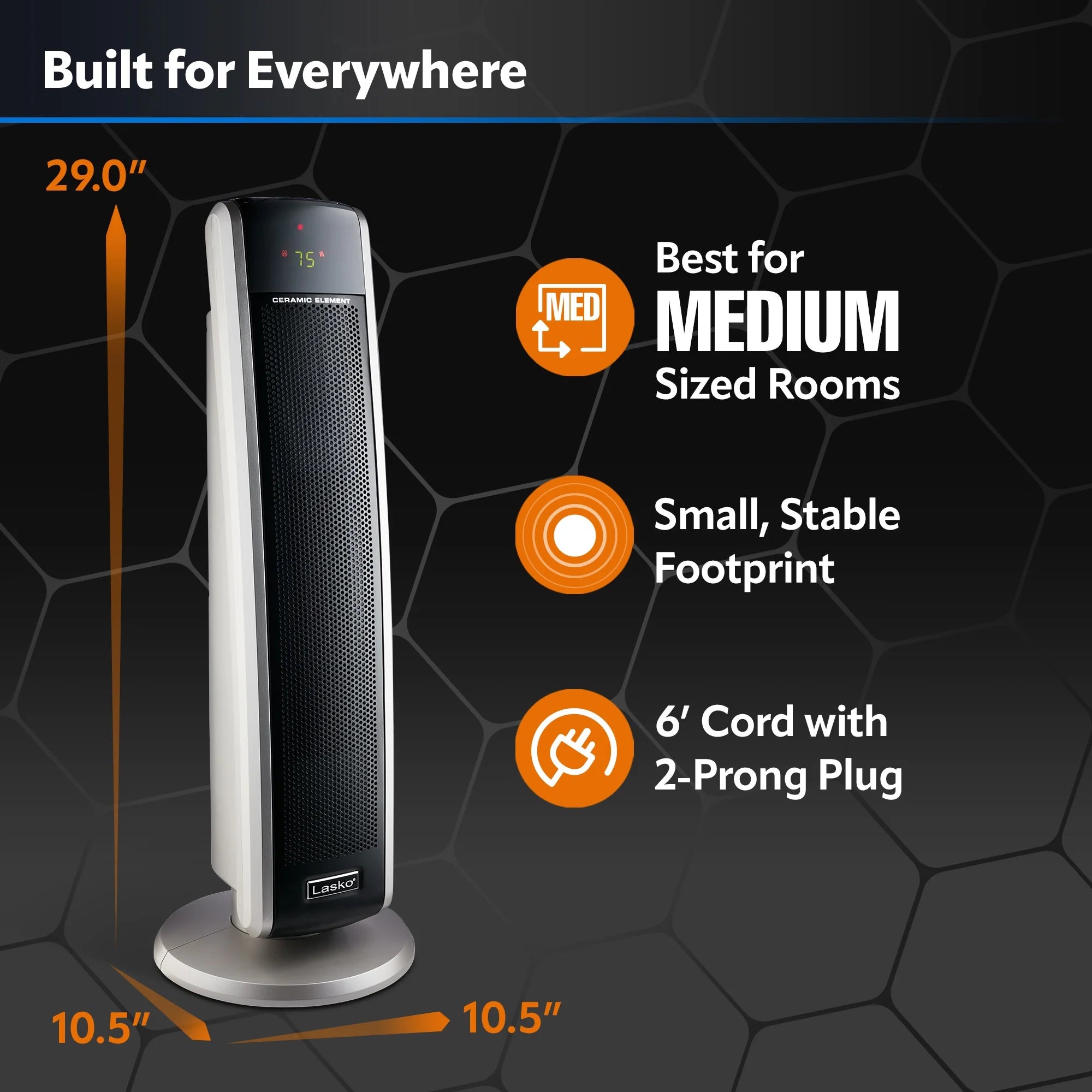 Black Electric Digital Ceramic Tower Space Heater G904