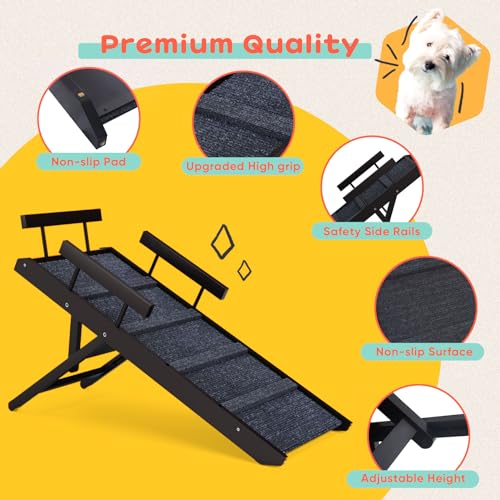 Wooden Adjustable Pet Ramp with Safety Rails C246502